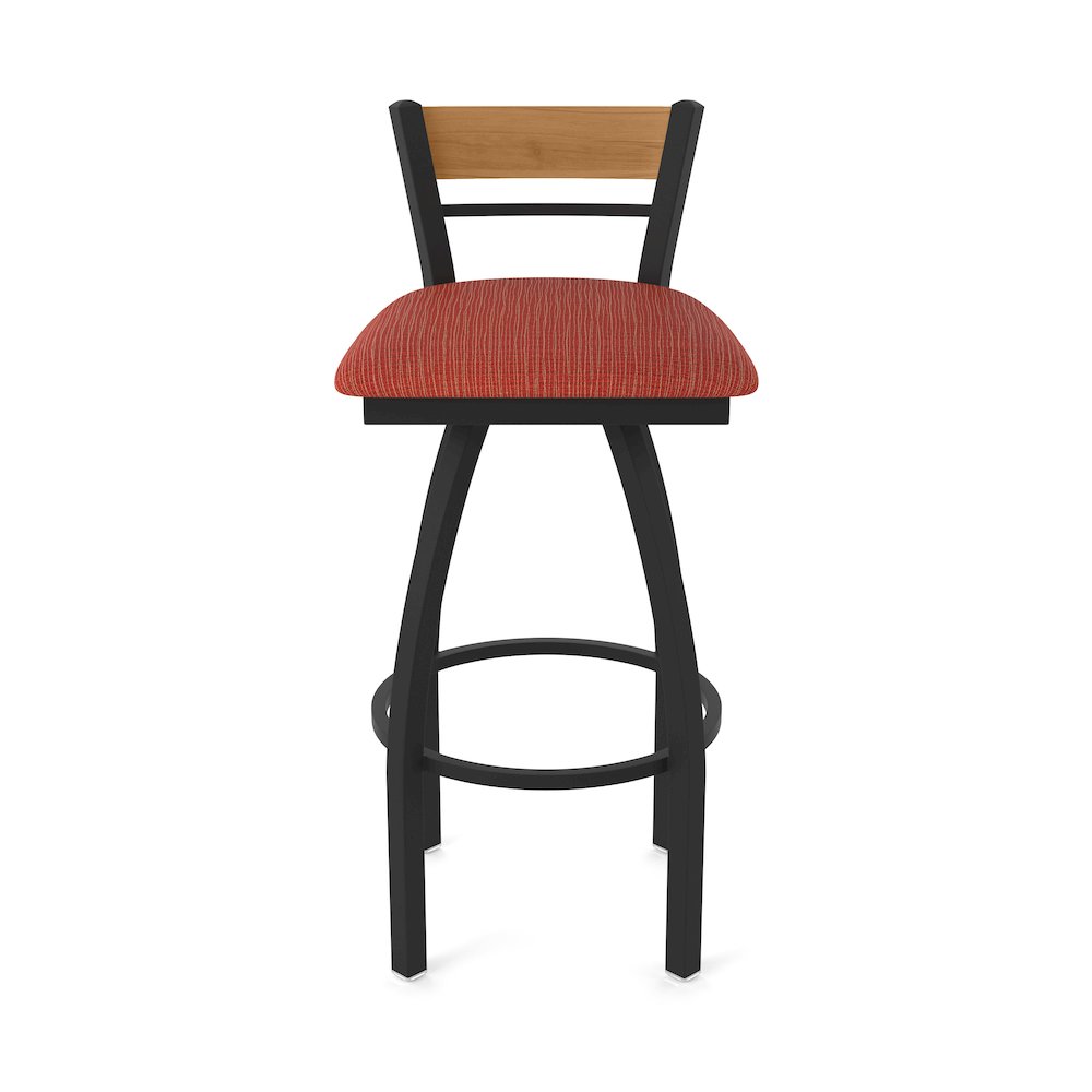 25" Swivel Counter Stool, Black Wrinkle Finish, Medium Back, Graph Poppy Seat