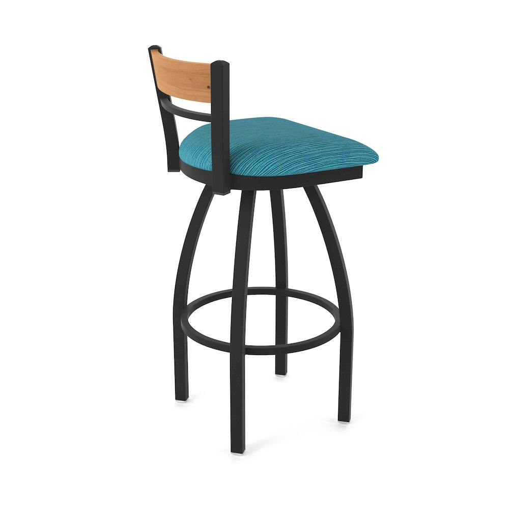 25" Swivel Counter Stool, Black Wrinkle Finish, Medium Back, Graph Tidal Seat