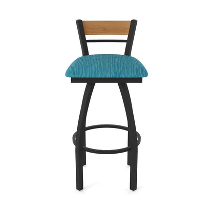 25" Swivel Counter Stool, Black Wrinkle Finish, Medium Back, Graph Tidal Seat