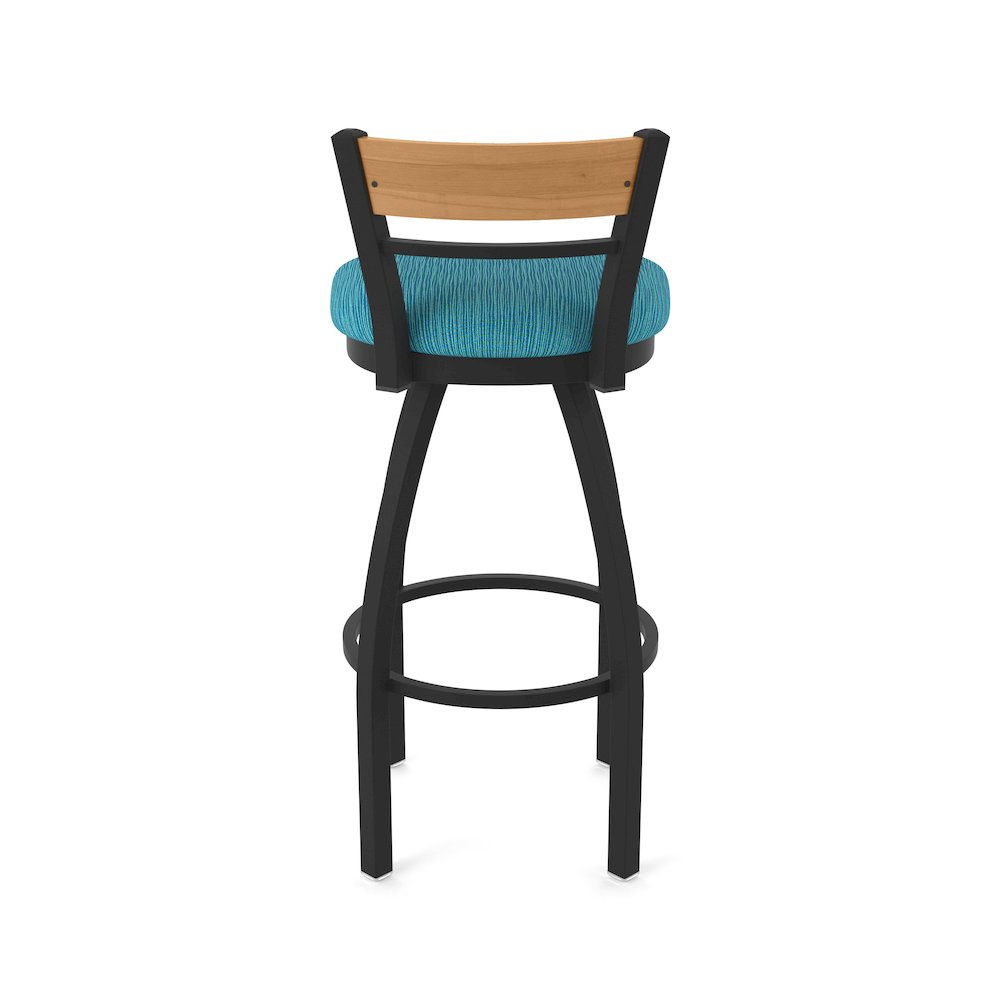25" Swivel Counter Stool, Black Wrinkle Finish, Medium Back, Graph Tidal Seat