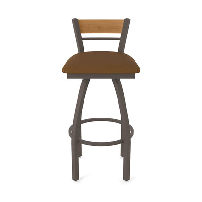 25" Swivel Counter Stool, Bronze Finish, Medium Back, Canter Thatch Seat