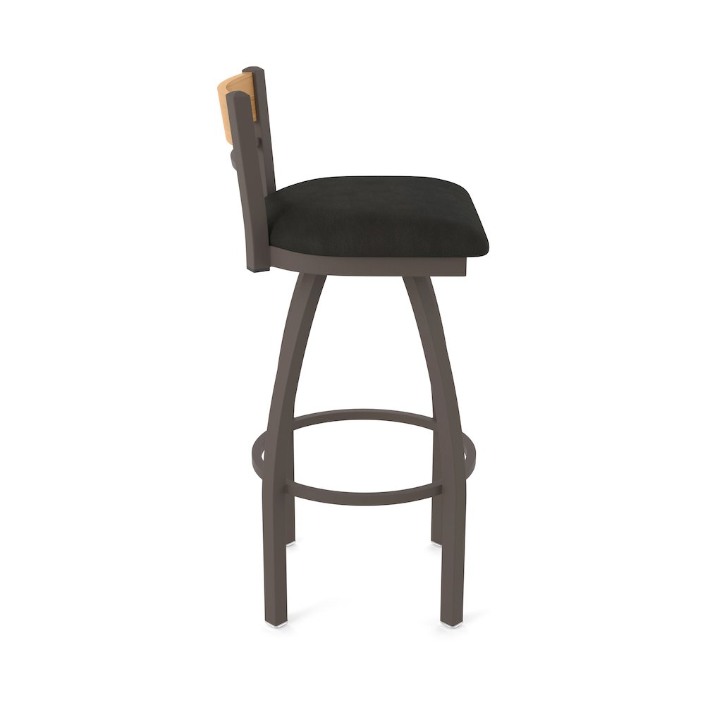 25" Swivel Counter Stool, Bronze Finish, Medium Back, Canter Espresso Seat