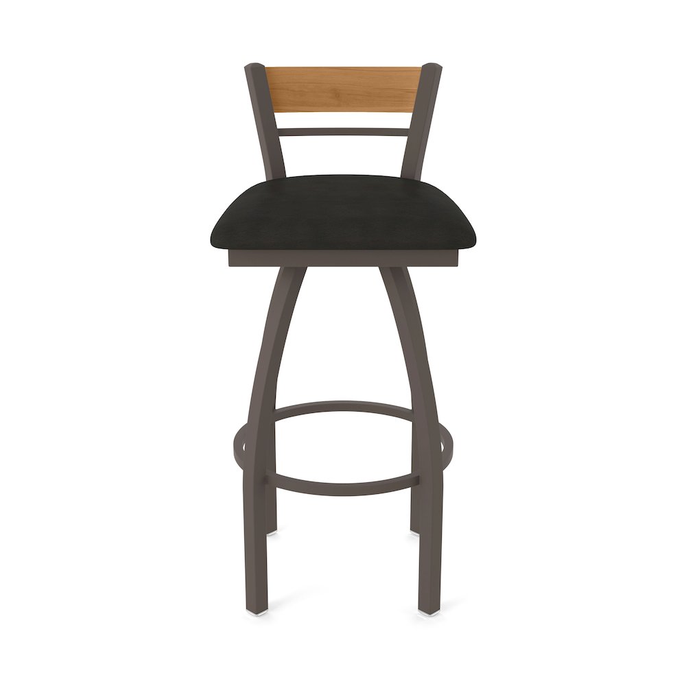 25" Swivel Counter Stool, Bronze Finish, Medium Back, Canter Espresso Seat