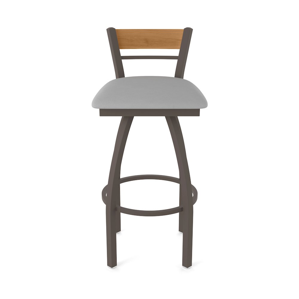 25" Swivel Counter Stool, Bronze Finish, Medium Back, Canter Folkstone Grey Seat