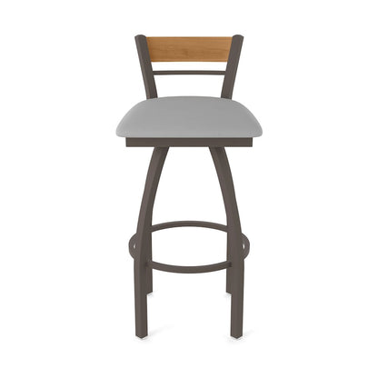 25" Swivel Counter Stool, Bronze Finish, Medium Back, Canter Folkstone Grey Seat