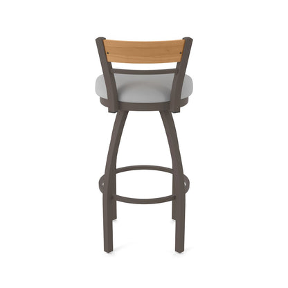 25" Swivel Counter Stool, Bronze Finish, Medium Back, Canter Folkstone Grey Seat