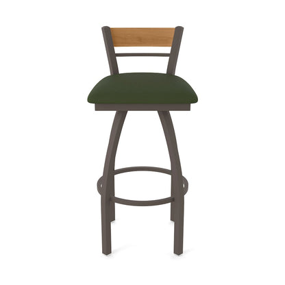 25" Swivel Counter Stool, Bronze Finish, Medium Back, Canter Pine Seat