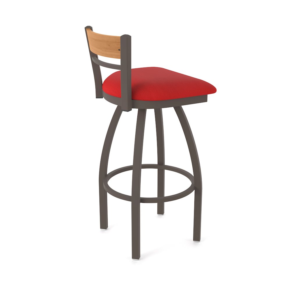 25" Swivel Counter Stool, Bronze Finish, Medium Back, Canter Red Seat