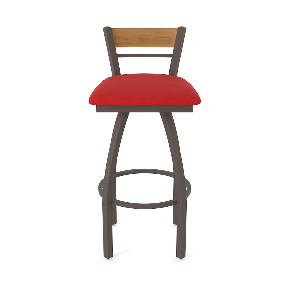 25" Swivel Counter Stool, Bronze Finish, Medium Back, Canter Red Seat