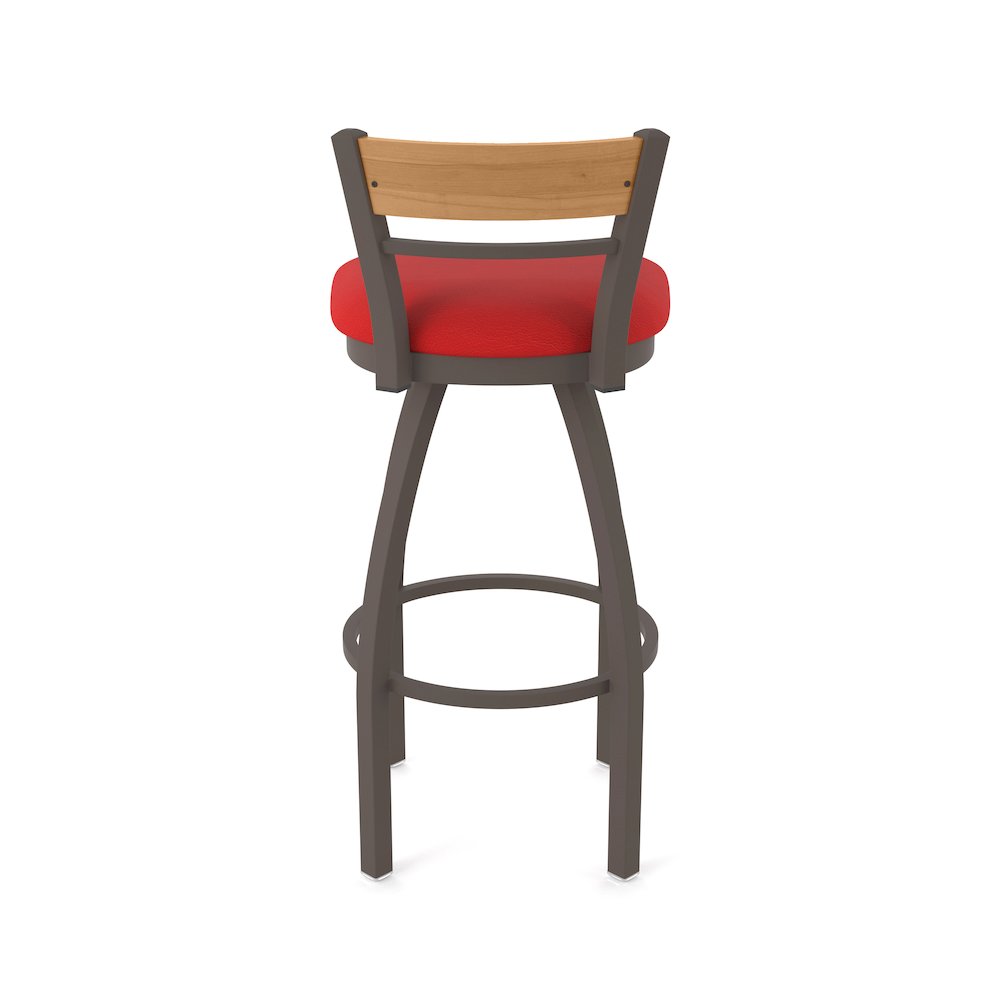 25" Swivel Counter Stool, Bronze Finish, Medium Back, Canter Red Seat
