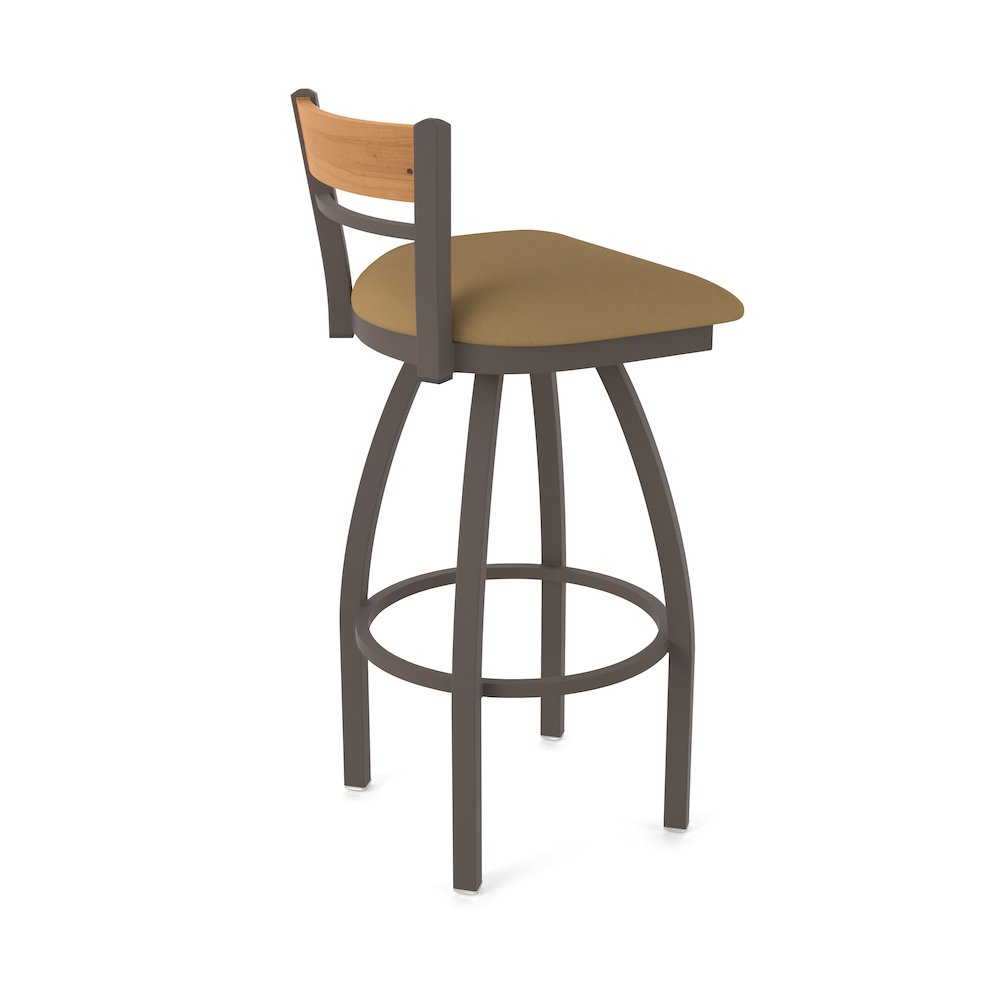 25" Swivel Counter Stool, Bronze Finish, Medium Back, Canter Saddle Seat