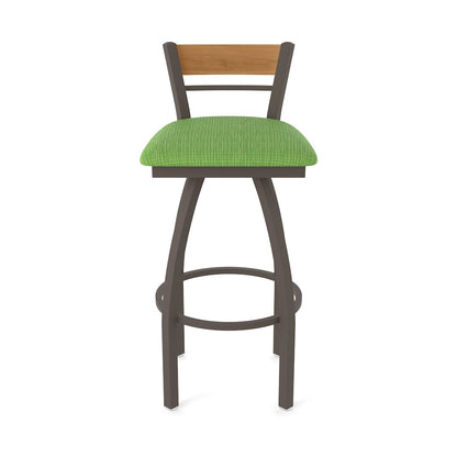 25" Swivel Counter Stool, Bronze Finish, Medium Back, Graph Parrot Seat