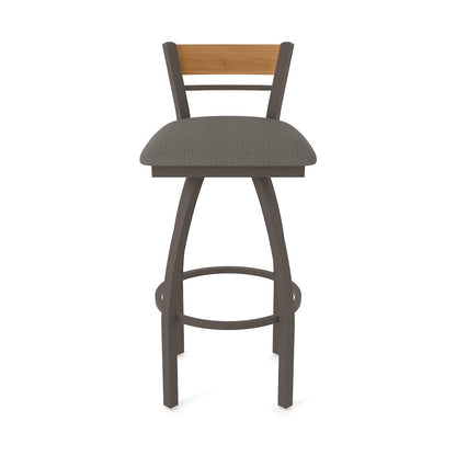 25" Swivel Counter Stool, Bronze Finish, Medium Back, Graph Chalice Seat