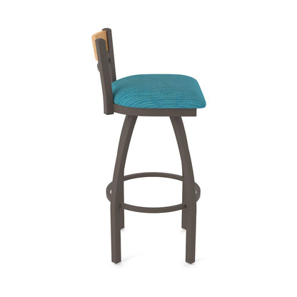 25" Swivel Counter Stool, Bronze Finish, Medium Back, Graph Tidal Seat