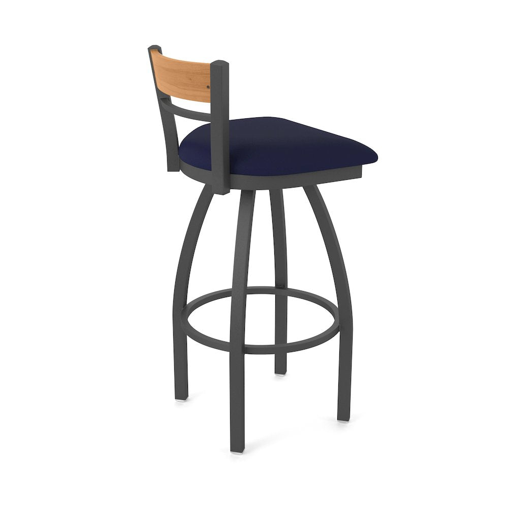 25" Swivel Counter Stool, Pewter Finish, Medium Back, Canter Twilight Seat