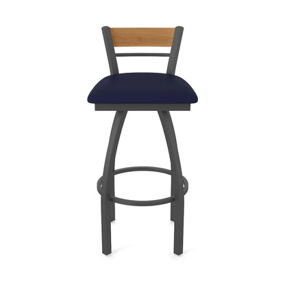 25" Swivel Counter Stool, Pewter Finish, Medium Back, Canter Twilight Seat