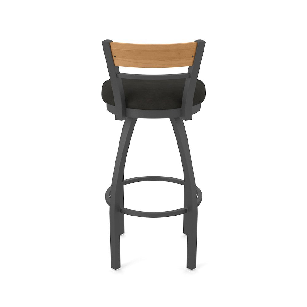 25" Swivel Counter Stool, Pewter Finish, Medium Back, Canter Espresso Seat