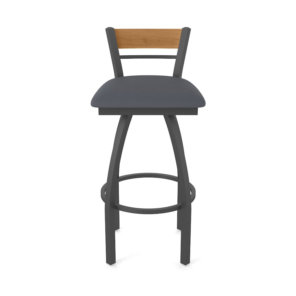 25" Swivel Counter Stool, Pewter Finish, Medium Back, Canter Storm Seat