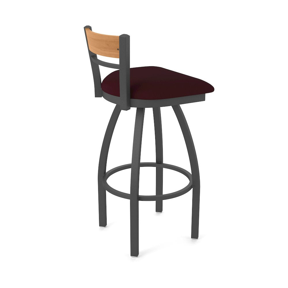 25" Swivel Counter Stool, Pewter Finish, Medium Back, Canter Bordeaux Seat