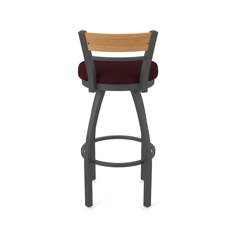 25" Swivel Counter Stool, Pewter Finish, Medium Back, Canter Bordeaux Seat