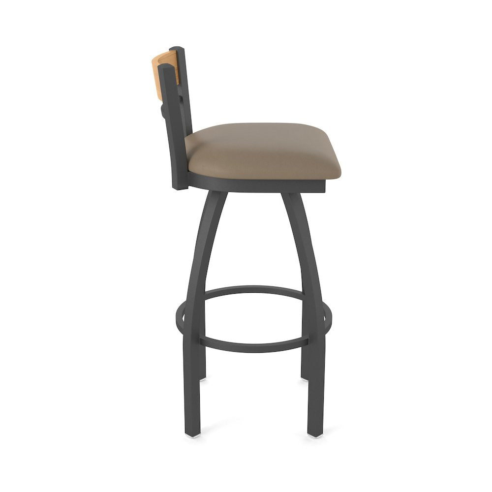 25" Swivel Counter Stool, Pewter Finish, Medium Back, Canter Earth Seat