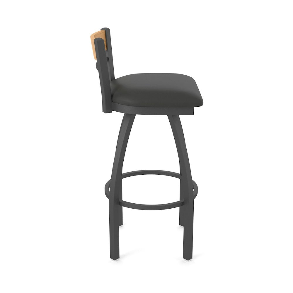 25" Swivel Counter Stool, Pewter Finish, Medium Back, Canter Iron Seat