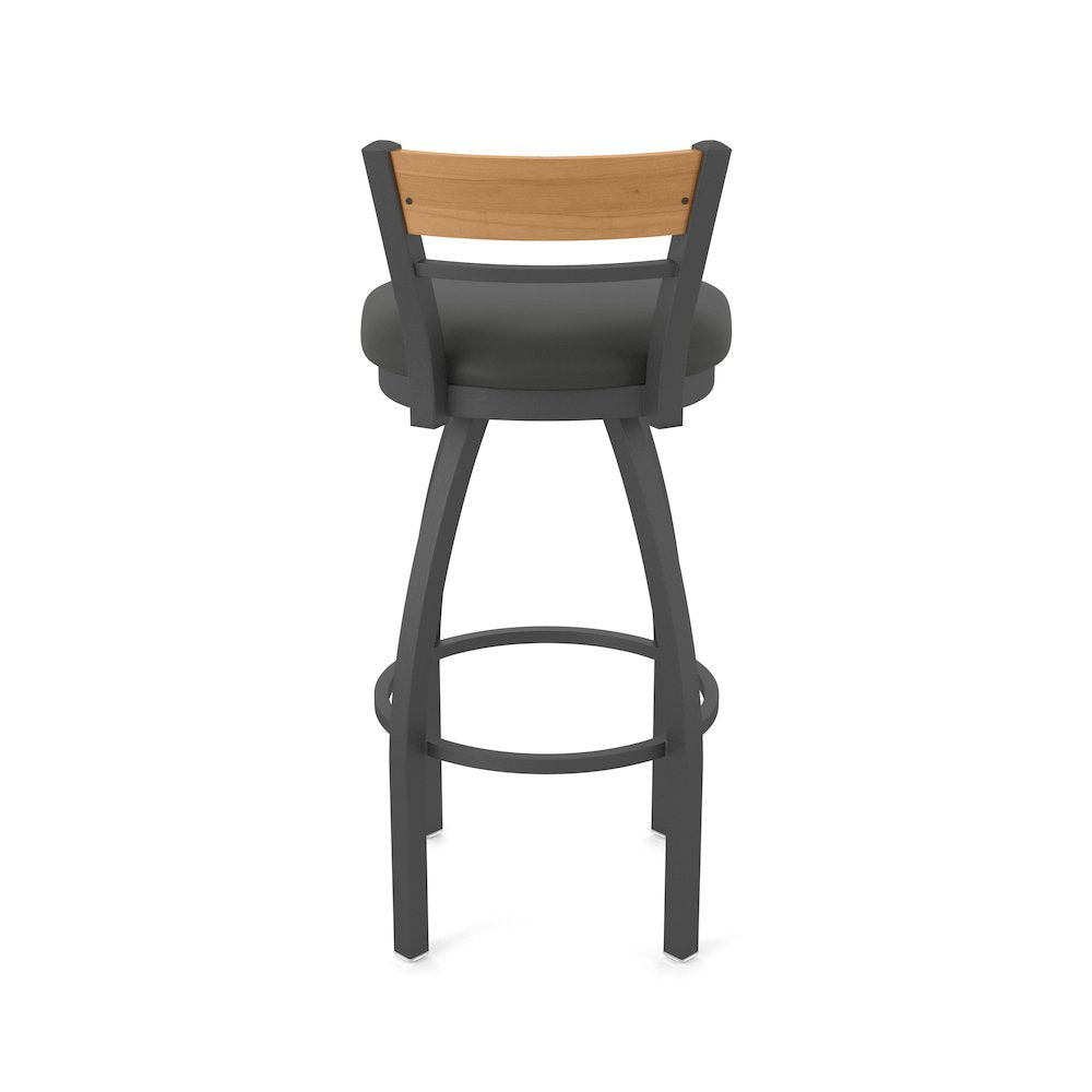 25" Swivel Counter Stool, Pewter Finish, Medium Back, Canter Iron Seat