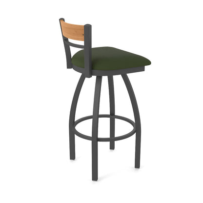 25" Swivel Counter Stool, Pewter Finish, Medium Back, Canter Pine Seat