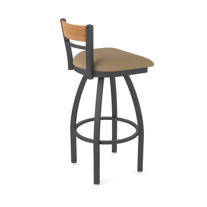 25" Swivel Counter Stool, Pewter Finish, Medium Back, Canter Sand Seat
