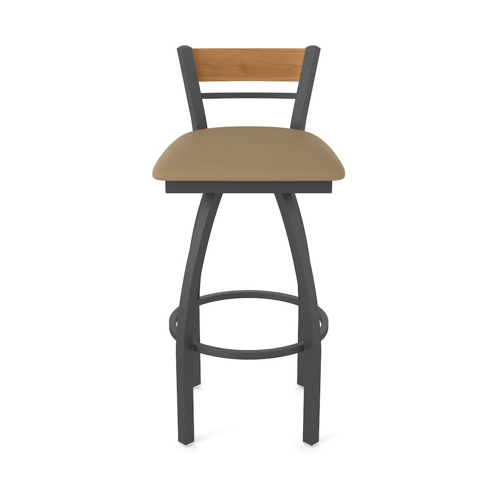 25" Swivel Counter Stool, Pewter Finish, Medium Back, Canter Sand Seat