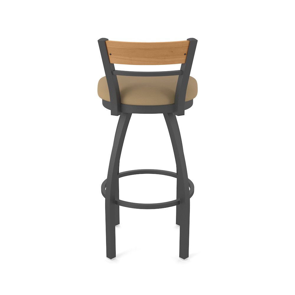 25" Swivel Counter Stool, Pewter Finish, Medium Back, Canter Sand Seat
