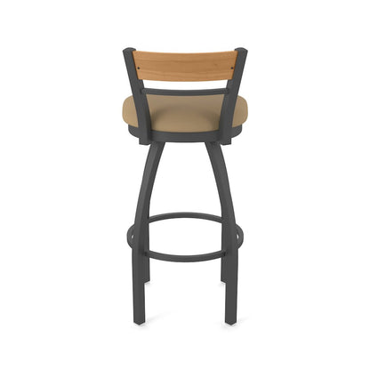 25" Swivel Counter Stool, Pewter Finish, Medium Back, Canter Sand Seat