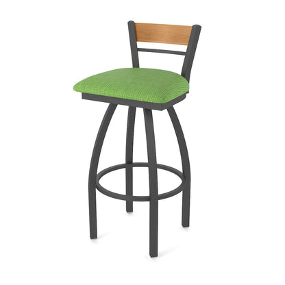 25" Swivel Counter Stool, Pewter Finish, Medium Back, Graph Parrot Seat
