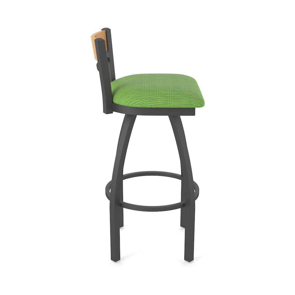 25" Swivel Counter Stool, Pewter Finish, Medium Back, Graph Parrot Seat