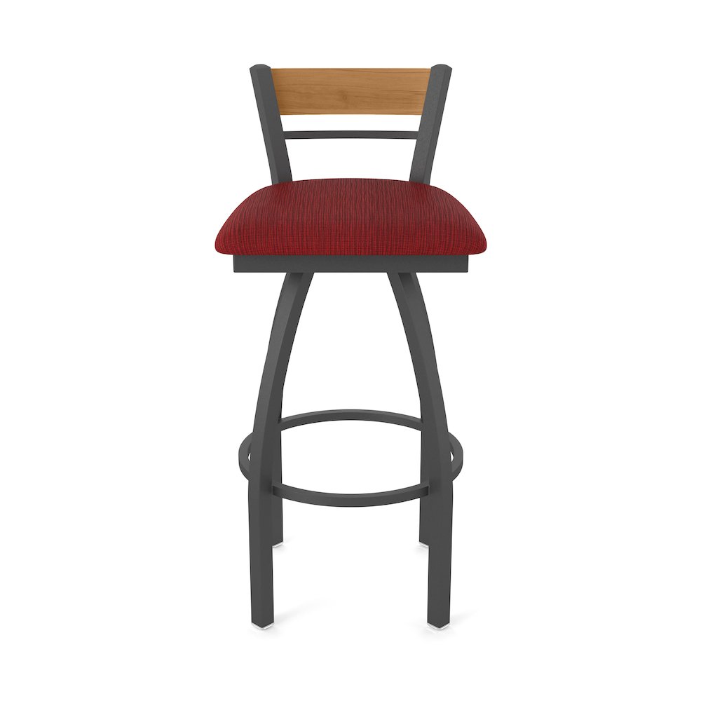 25" Swivel Counter Stool, Pewter Finish, Medium Back, Graph Ruby Seat