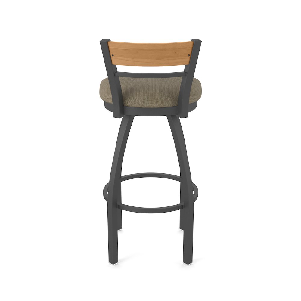 25" Swivel Counter Stool, Pewter Finish, Medium Back, Graph Cork Seat