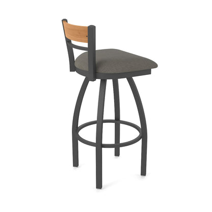 25" Swivel Counter Stool, Pewter Finish, Medium Back, Graph Chalice Seat