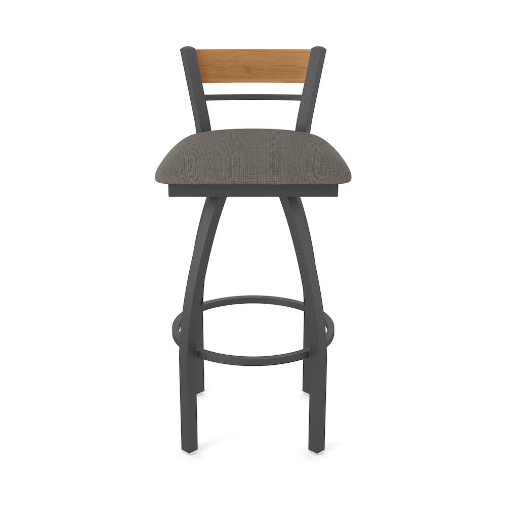 25" Swivel Counter Stool, Pewter Finish, Medium Back, Graph Chalice Seat