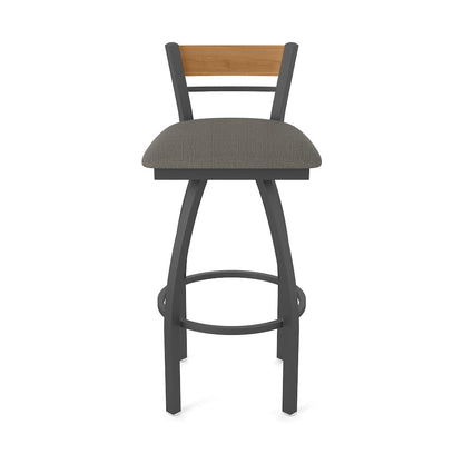 25" Swivel Counter Stool, Pewter Finish, Medium Back, Graph Chalice Seat
