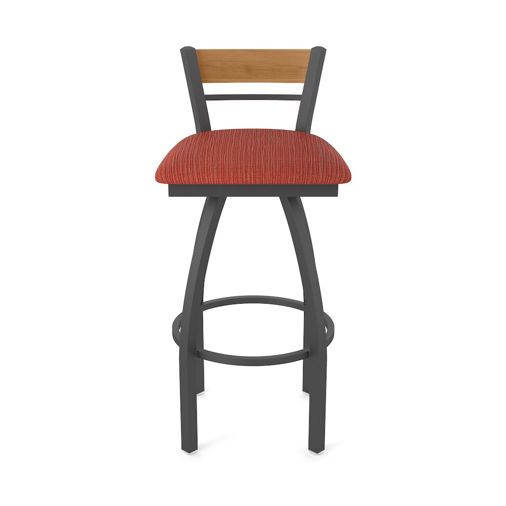 25" Swivel Counter Stool, Pewter Finish, Medium Back, Graph Poppy Seat