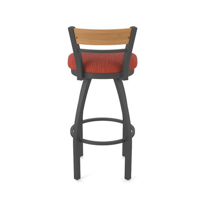 25" Swivel Counter Stool, Pewter Finish, Medium Back, Graph Poppy Seat