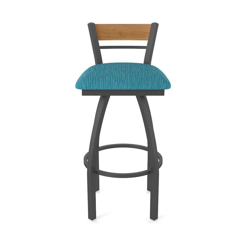 25" Swivel Counter Stool, Pewter Finish, Medium Back, Graph Tidal Seat