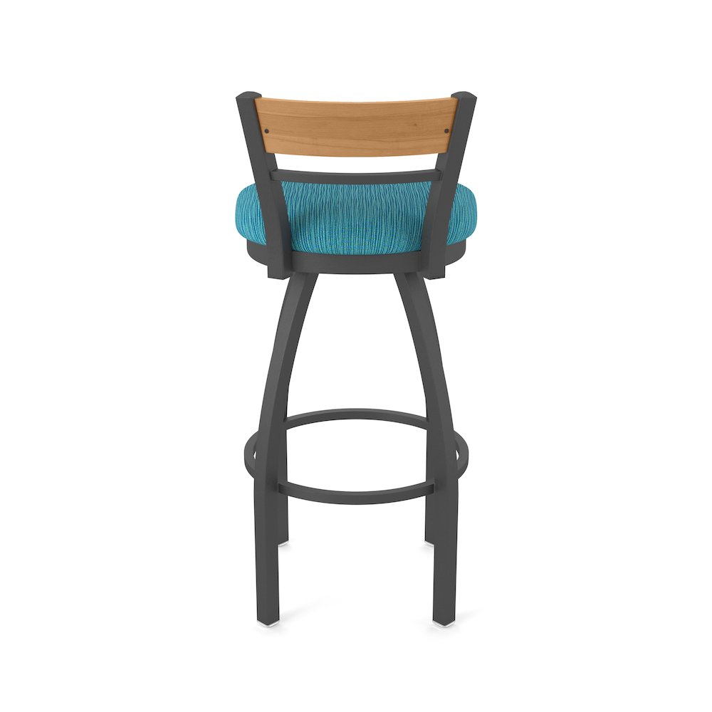 25" Swivel Counter Stool, Pewter Finish, Medium Back, Graph Tidal Seat