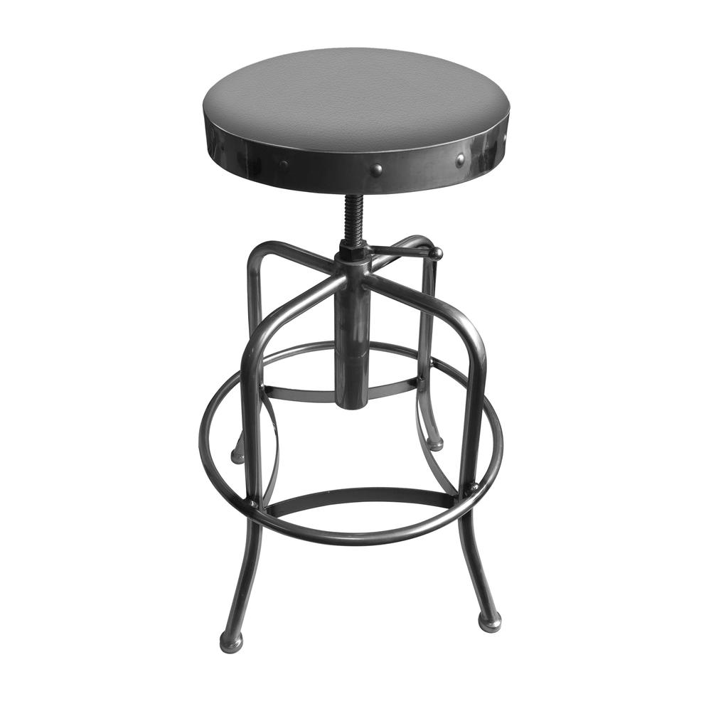 910 Industrial-Adjustable Stool with Clear Coat Finish and Canter Folkstone Grey Seat