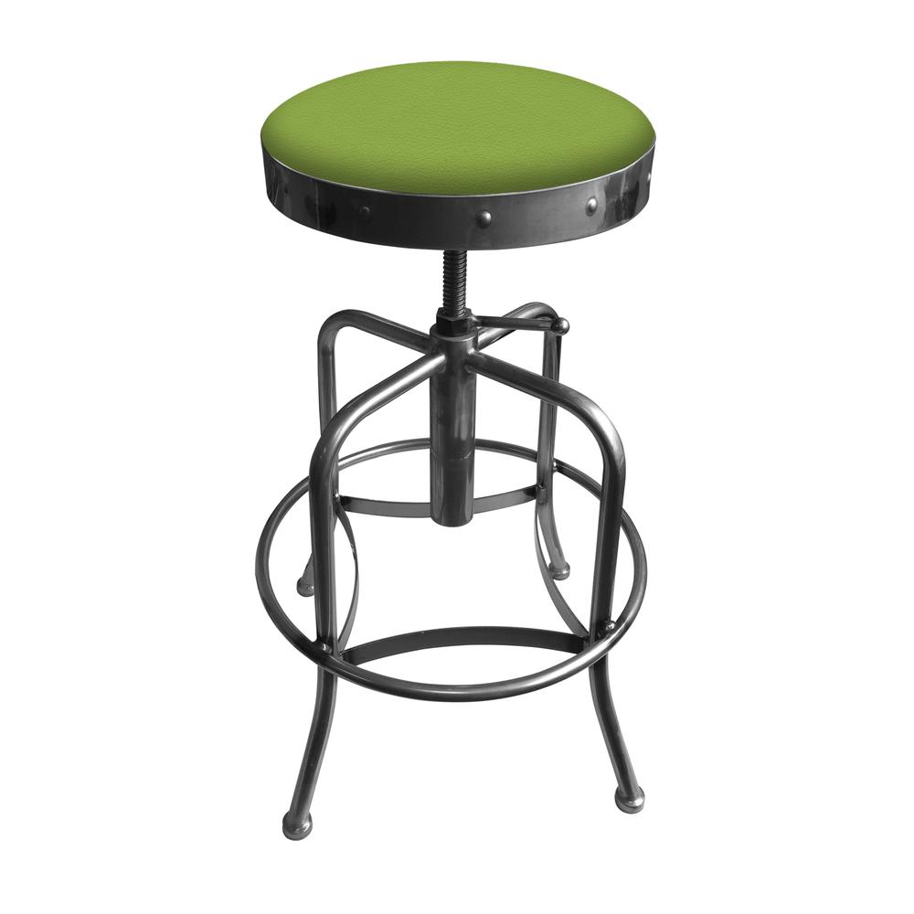 910 Industrial-Adjustable Stool with Clear Coat Finish and Canter Kiwi Green Seat