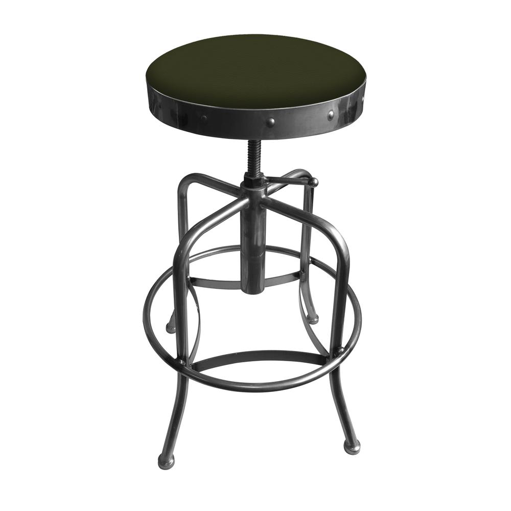 910 Industrial-Adjustable Stool with Clear Coat Finish and Canter Pine Seat