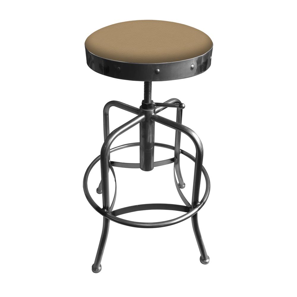 910 Industrial-Adjustable Stool with Clear Coat Finish and Canter Sand Seat