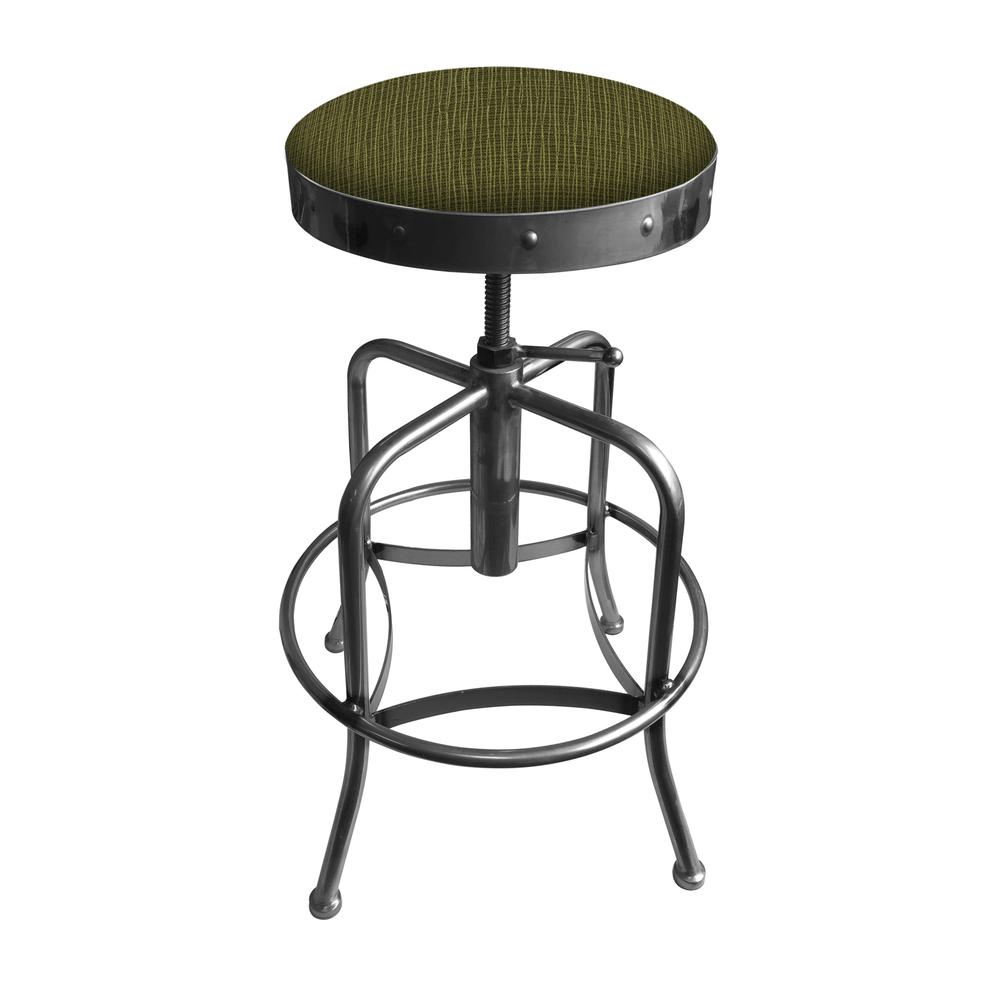 910 Industrial-Adjustable Stool with Clear Coat Finish and Graph Parrot Seat