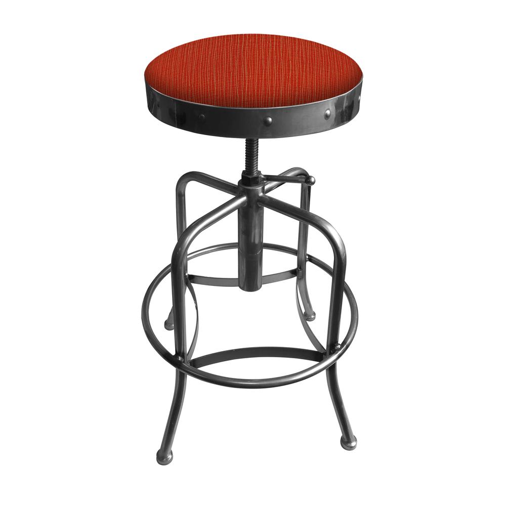 910 Industrial-Adjustable Stool with Clear Coat Finish and Graph Poppy Seat