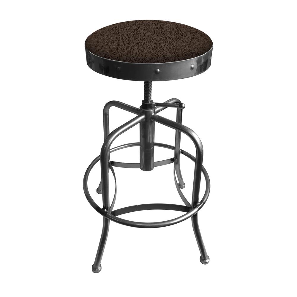 910 Industrial-Adjustable Stool with Clear Coat Finish and Rein Coffee Seat